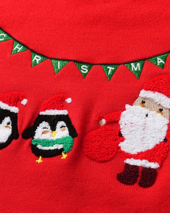 【2Y-8Y】Unisex Christmas Santa Claus Cartoon Embroidered Keep Warm Sweater