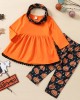 【12M-5Y】3-piece Girls Cute Halloween Print Dress And Pants Set