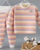 【9M-5Y】2-piece Unisex Keep Warm Colorful Stripe Print Long Sleeve Pajamas Set