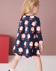 【18M-7Y】Girl Cute Christmas Santa Claus Print Long Sleeve Dress