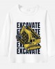 【12M-9Y】Boy Cute Excavator Print Cotton Stain Resistant Long Sleeve T-shirt