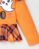 【12M-5Y】Girls Cute Halloween Print Long Sleeve T-shirt And Plaid Flare Pants Set - 34261