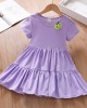 【12M-5Y】Girl Sweet Solid Color Multicolor Splicing Umbrella Hem Short-sleeved Dress