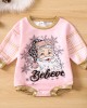 【3M-18M】Baby Girl Cute Plaid Christmas Santa Claus Print Romper