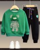 【18M-13Y】Unisex Casual Cartoon Bear Print Sweatshirt And Pants Set - 9204