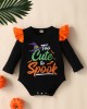 【6M-3Y】3-piece Baby Girl Halloween Print Romper And Suspender Skirt Set