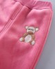 【12M-4Y】3-piece Unisex Cute Warm Monkey Embroidered Bowknot Round Neck Sweatshirt Hooded Vest Coat And Pants Set - 4450