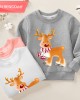 【12M-9Y】Unisex Cotton Stain Resistant Elk Print Long Sleeve Sweatshirt