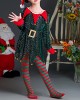 【12M-10Y】Girl Cute Christmas-themed Sequined Irregular Dress Including Santa Hat And Socks