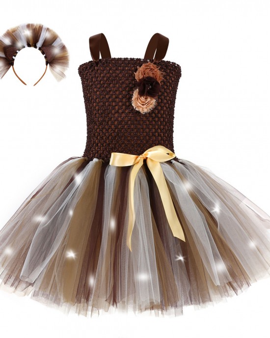 【2Y-9Y】2-piece Girl LED Halloween Cosplay Fawn Glow Dress