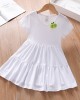 【12M-5Y】Girl Sweet Solid Color Multicolor Splicing Umbrella Hem Short-sleeved Dress