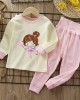 【9M-6Y】2-piece Unisex Cotton Cartoon Print Colorblock Long Sleeve Pajamas Set