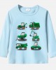 【12M-9Y】Boy Excavator Bulldozer Print Cotton Stain Resistant Long Sleeve T-shirt