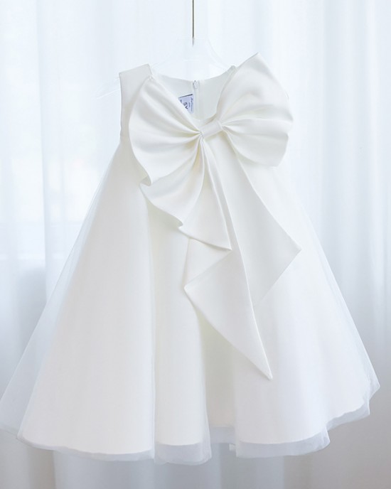 【2Y-8Y】Girl Elegant Solid Color Puffy Mesh Formal Dress