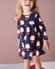 【18M-7Y】Girl Cute Christmas Santa Claus Print Long Sleeve Dress