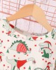 【2Y-7Y】Girl Christmas Cartoon Dinosaur Print Ruffle Long Sleeve Dress