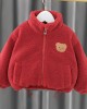 【12M-5Y】Unisex Cute Lamb Fleece Velvet Keep Warm Bear Embroidery High Neck Coat