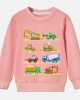 【12M-9Y】Boy Cotton Stain Resistant Excavator Bulldozers Print Long Sleeve Sweatshirt