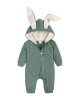 【0M-24M】Unisex Baby Cute Cotton Solid Color Rabbit Ears Hooded Zipper Romper