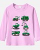 【12M-9Y】Boy Excavator Bulldozer Print Cotton Stain Resistant Long Sleeve T-shirt