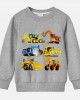 【12M-9Y】Boy Cotton Stain Resistant Excavator Bulldozers Print Long Sleeve Sweatshirt