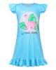 【3Y-10Y】Girls Cute Rainbow Unicorn Dinosaur Cartoon Print Ruffle Sleeveless Dress