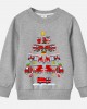 【12M-9Y】Unisex Cotton Stain Resistant Fire Truck Christmas Tree Print Long Sleeve Sweatshirt