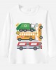 【12M-9Y】Boy Trash Trucks Print Cotton Stain Resistant Long Sleeve T-shirt