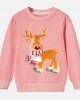 【12M-9Y】Unisex Cotton Stain Resistant Elk Print Long Sleeve Sweatshirt