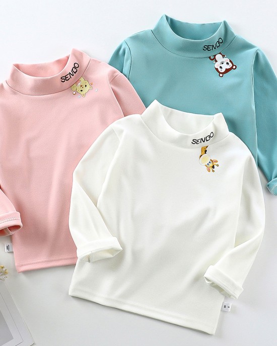 【12M-10Y】Unisex Casual Keep Warm Cartoon Print Multicolor Long Sleeve T-shirt