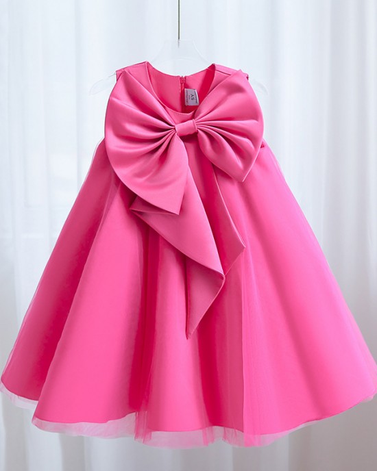 【2Y-8Y】Girl Elegant Solid Color Puffy Mesh Formal Dress