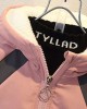 【18M-8Y】Girl Casual Velvet Keep Warm Letter Print Colorblock Hooded Jacket