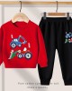 【2Y-13Y】Boy Cute Excavator Print Sweatshirt And Pants Set