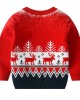 【2Y-8Y】Boy Christmas Elk Christmas Tree Jacquard Colorblock Round Neck Sweater