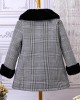 【18M-6Y】Girl Casual Tweed Keep Warm Plush Lapel Plaid Coat