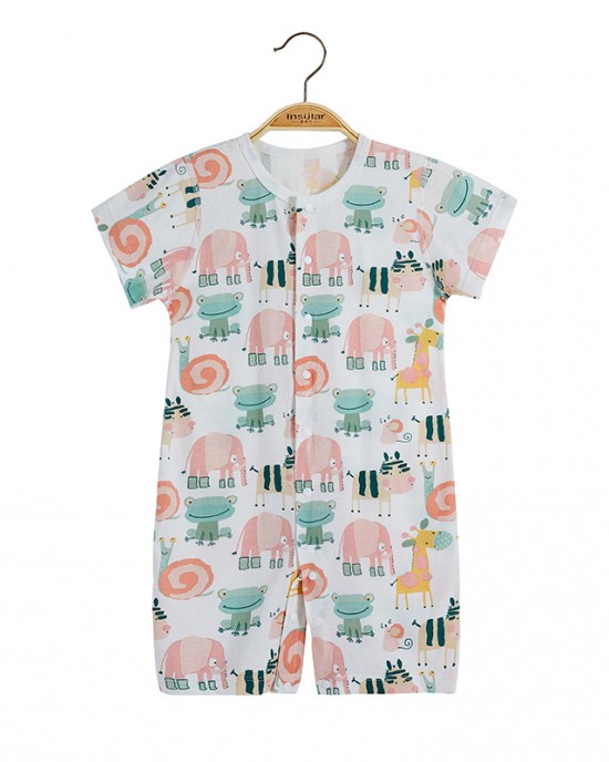 【3M-24M】Unisex Baby Onesies Soft Bamboo Antibacterial Cartoon Print Short Sleeve Romper