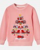 【12M-9Y】Unisex Cotton Stain Resistant Fire Truck Christmas Tree Print Long Sleeve Sweatshirt