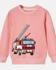 【12M-9Y】Boy Cotton Stain Resistant Fire Truck Print Long Sleeve Sweatshirt