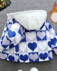 【18M-8Y】Girl Casual Velvet Keep Warm Heart-shaped Plaid Star Print Colorblock Hooded Jacket