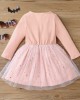 【18M-7Y】Girl Cute Halloween Print Tulle Splicing Long Sleeve Dress - 33223