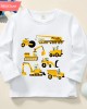 【12M-9Y】Boy Excavator Bulldozer Print Cotton Stain Resistant Long Sleeve T-shirt