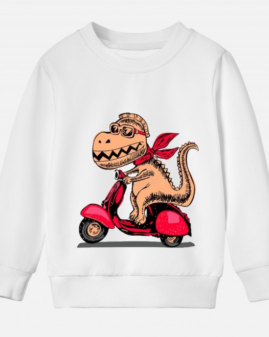 【12M-9Y】Boy Cotton Stain Resistant Dinosaur And Car Print Long Sleeve Sweatshirt