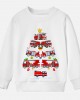 【12M-9Y】Unisex Cotton Stain Resistant Fire Truck Christmas Tree Print Long Sleeve Sweatshirt