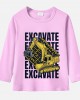 【12M-9Y】Boy Cute Excavator Print Cotton Stain Resistant Long Sleeve T-shirt