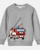 【12M-9Y】Boy Cotton Stain Resistant Fire Truck Print Long Sleeve Sweatshirt