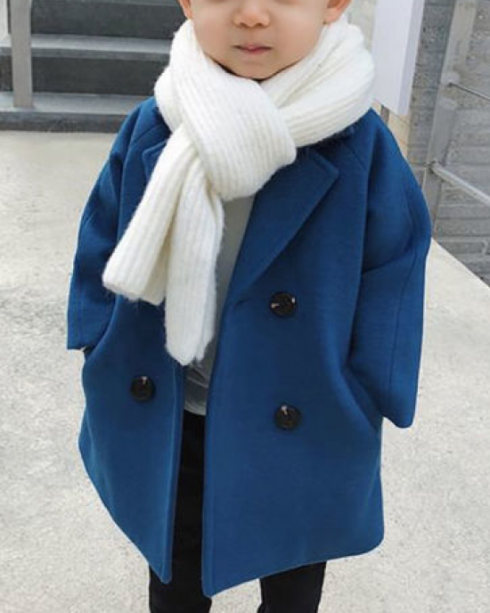 【18M-7Y】Kids Lapel Collar Double Breasted Coat - 4116