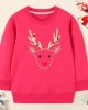 【18M-7Y】Girl Cute Cotton Elk Print Garden Round Neck Sweatshirt