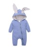 【0M-24M】Unisex Baby Cute Cotton Solid Color Rabbit Ears Hooded Zipper Romper