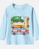 【12M-9Y】Boy Trash Trucks Print Cotton Stain Resistant Long Sleeve T-shirt