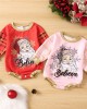 【3M-18M】Baby Girl Cute Plaid Christmas Santa Claus Print Romper